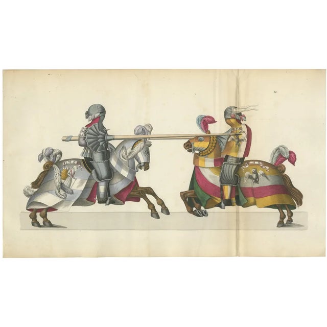 Heraldic Knights Charging in Contest, 1842, Paper For Sale