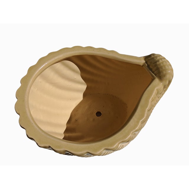 Palm Beach Regency Glazed Yellow Ceramic Nautilus Seashell Planter For Sale In Charlotte - Image 6 of 12