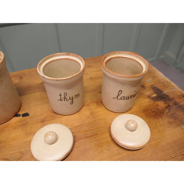 French Earthenware Spice Crocks Storage Set, 1960, Set of 4 For Sale - Image 3 of 7
