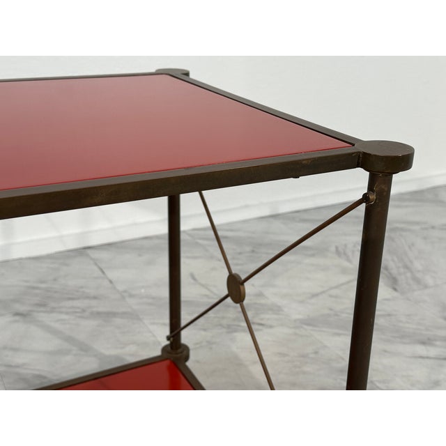 Vintage Italian Brass and Glass Side Table 1980s For Sale - Image 4 of 7