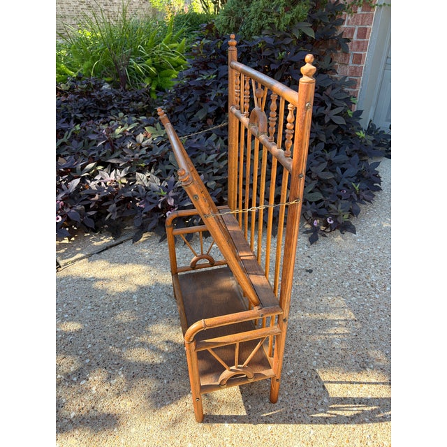 Late 19th Century Circa 1880s Antique Victorian Stick and Ball Oak Magazine Newspaper Music Rack For Sale - Image 5 of 10