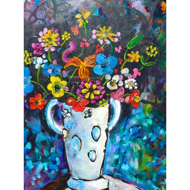 Contemporary Summer Flowers Oil in a Gilded Frame For Sale - Image 3 of 6