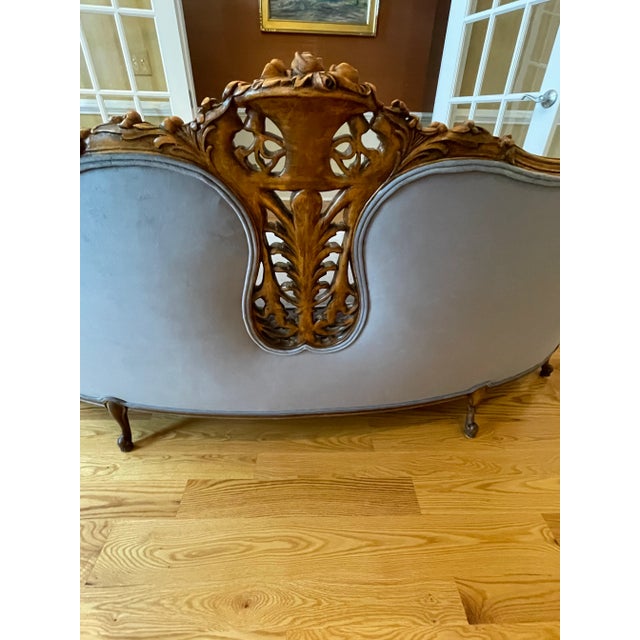 19th Century Vintage Victorian Sofa With Carved Legs With Details For Sale - Image 5 of 13