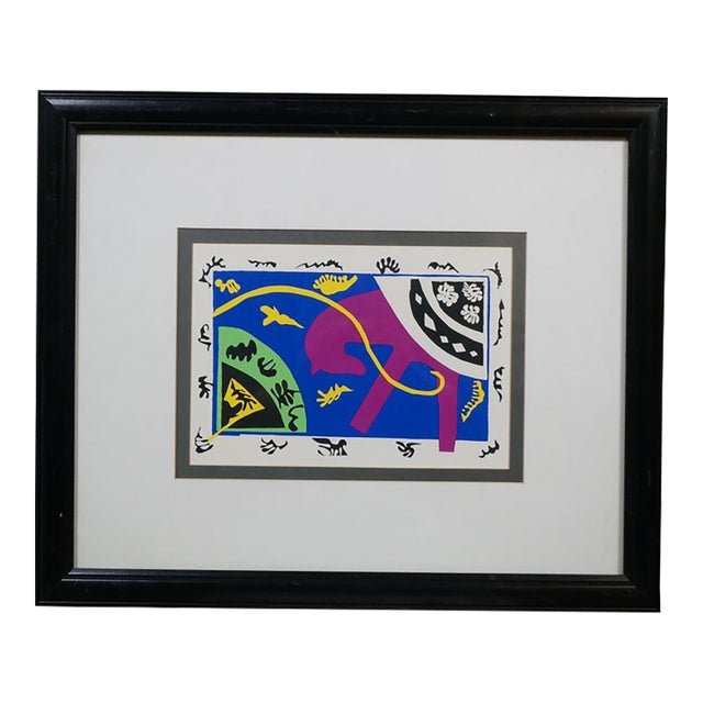 Vintage Henri Matisse Abstract Horse Rider & Clown Lithograph Print 23" For Sale