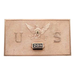Antique Cast Bronze 708 United State Post Office Box Door For Sale