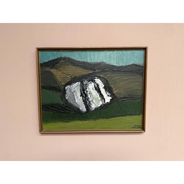 Original Swedish Oil on Panel – “Abstract Landscape” by Thage Carlson – Signed – Vintage & Framed – 64 × 51 cm (25.2" ×...