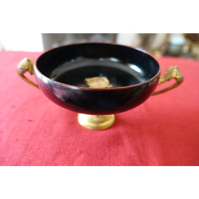 Vintage Neo-Greco-Roman Lacquered and Gilded Bronze Bowl, 1930s For Sale - Image 4 of 7
