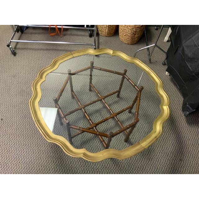 1960s 1960s Faux Bamboo Brass Tray Glass Cocktail Coffee Table For Sale - Image 5 of 12