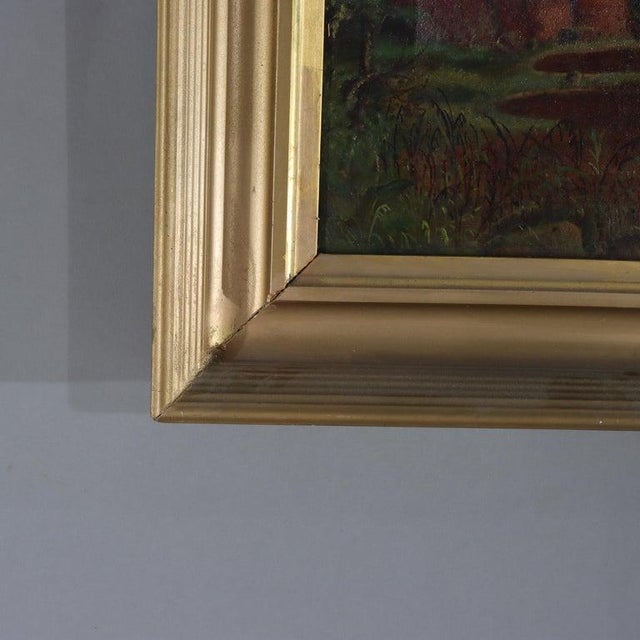 Antique Hudson River School Oil on Canvas Landscape Painting C1900 For Sale - Image 6 of 11