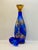 Art Nouveau Early 20th Century Bohemian Glass Blue & Gold Decanter Set- 6 Glasses & Decanter For Sale - Image 3 of 11
