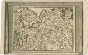 Antique Map of European Russia with Picture Frame Border, 1713