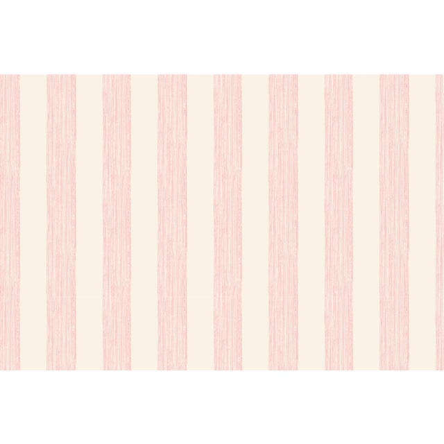 A 9.5" x 9.5" sample of Georgice Stripe Rose Pink Care Instructions: Pure Solvants Dry Cleaning