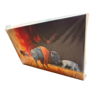 Rare Canvass of Bison, Artwork by Leonard Peltier in Federal Prison.