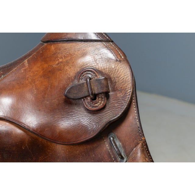 Metal Saddle Style Leather and Metal Bar Stools, Late 20th Century, Set of 2 For Sale - Image 7 of 11