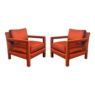 1970s Milo Baughman Red Parsons Armchairs – a Pair For Sale