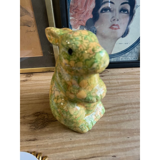 1970s 1970s Decoupage Ceramic Floral Bunny Sculpture For Sale - Image 5 of 8