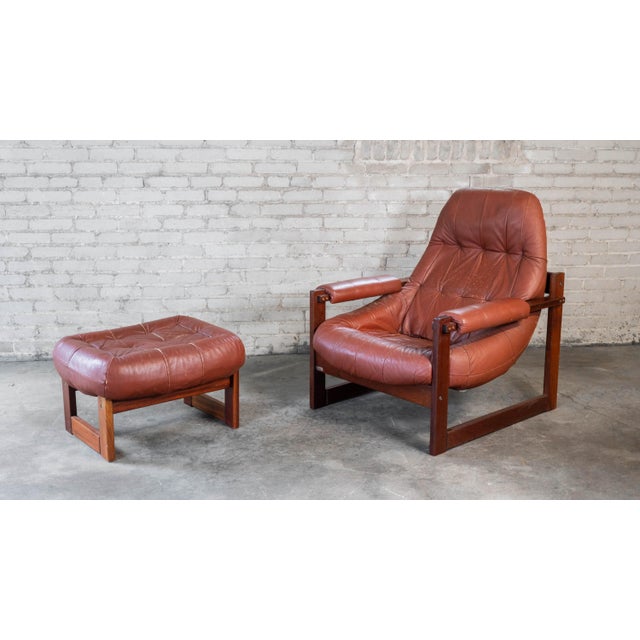 Wood Vintage Percival Lafer Mp-163 Earth Chair & Ottoman For Sale - Image 7 of 18