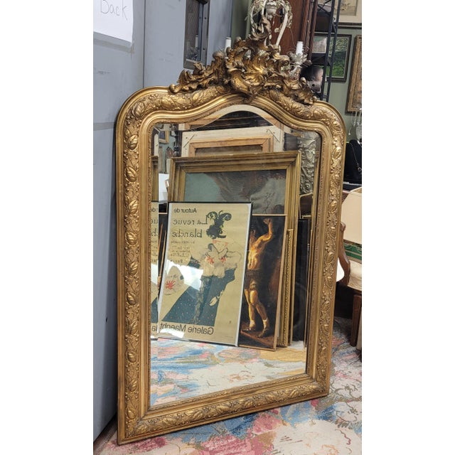 Mid 19th Century Antique 19th Century Gilt French Mantel Mirror For Sale - Image 5 of 13