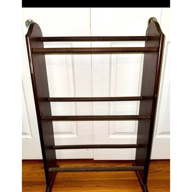 Unique oak garment drying rack or blanket, quilt or towel rack sturdy, very nice condition mid 19th century.