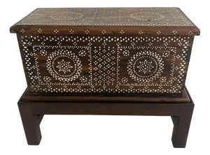 Antique Mother of Pearl Chest on Stand