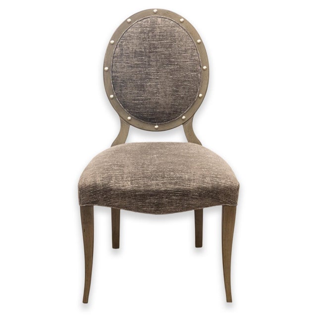 Contemporary Modern Restoration Hardware Fabric Upholstered Wooden Accent Chair For Sale In Detroit - Image 6 of 9