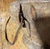 Antique Primitive Hand-Carved Wooden Bowl With Original Hanging Handle and Folk Art Repairs For Sale - Image 9 of 12