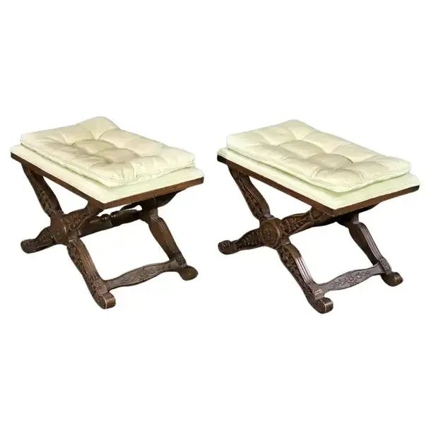 Directoire Carved Draper Era x Benches - A Pair For Sale - Image 10 of 10