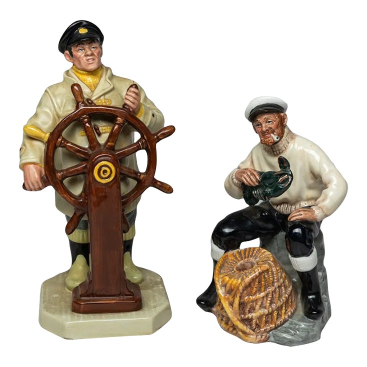Late 20th Century Royal Doulton Helmsman and Rare Lobsterman in White