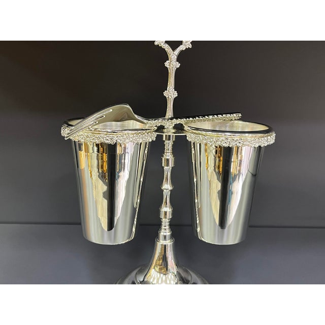 Metal Silver Plated and Brass Spoon Cutlery Holder For Sale - Image 7 of 11