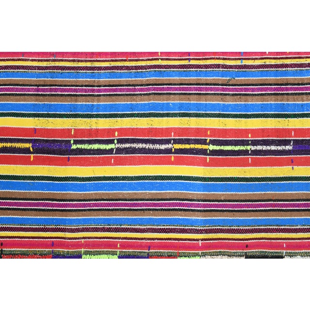 1970s Vintage Turkish Oushak Handmade Wool Cotton Blue Runner Rug For Sale In San Francisco - Image 6 of 12