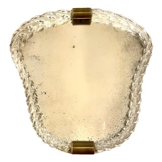 Murano Glass and Brass Wall Mirror by Barovier & Toso, 1940s For Sale