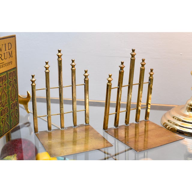 Art Deco 1920s Pair of Brass Art Deco Bookends Gated For Sale - Image 3 of 7