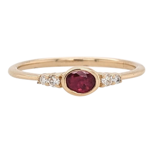 Minimalist Ruby Ring With Earth Mined Diamonds: Solid 14k Gold, Size 6.75