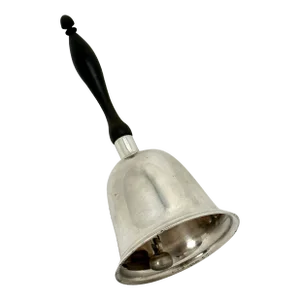 Fine Quality American Antique Sterling Silver & Ebony Wood Dinner Bell Circa Early 20th Century