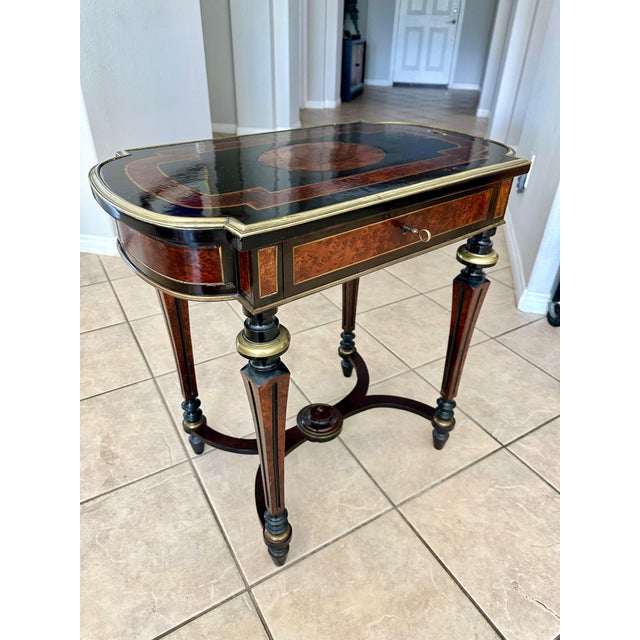 Antique 19th-Century French Napoleon III Work or Vanity Side Table For Sale In Palm Springs - Image 6 of 18