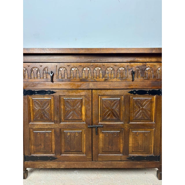 Wood Castilian Rustic Cabinet Chest With One Drawer, 1940s For Sale - Image 7 of 10