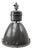 Large Vintage Industrial Gray Enamel and Glass Pendant Lamp For Sale