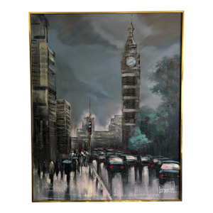 Mid Century Modern Impresssionist Painting of Big Ben in London by Lee Reynolds