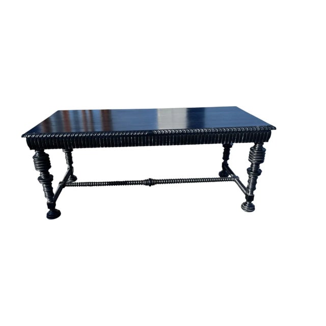 Mediterranean Noir Furniture Portuguese Writing Desk Black For Sale In Naples, FL - Image 6 of 7