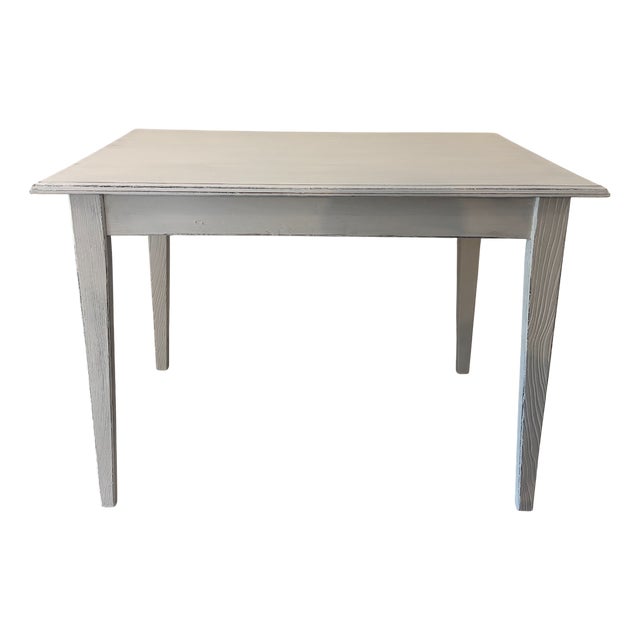 Wooden Dining Table in White Patina For Sale