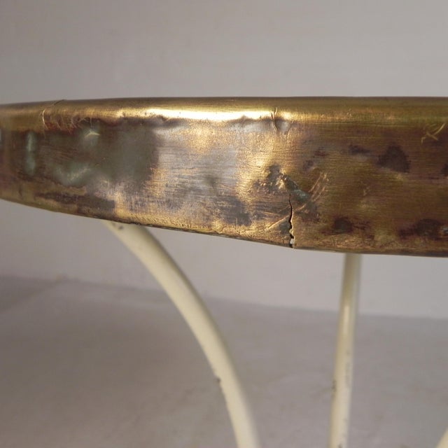 Cream Bistro Table with Marble Top and Brass Rim, 1890s For Sale - Image 8 of 18