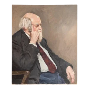 Pensive Elderly Man Portrait Oil Painting