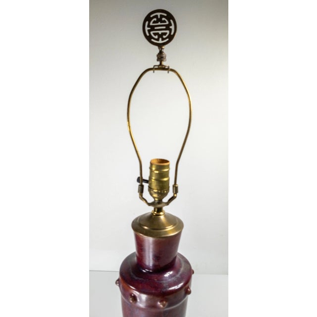 Mid-Century Chinese Style Flambe French or American Art Pottery Table Lamp For Sale - Image 14 of 17