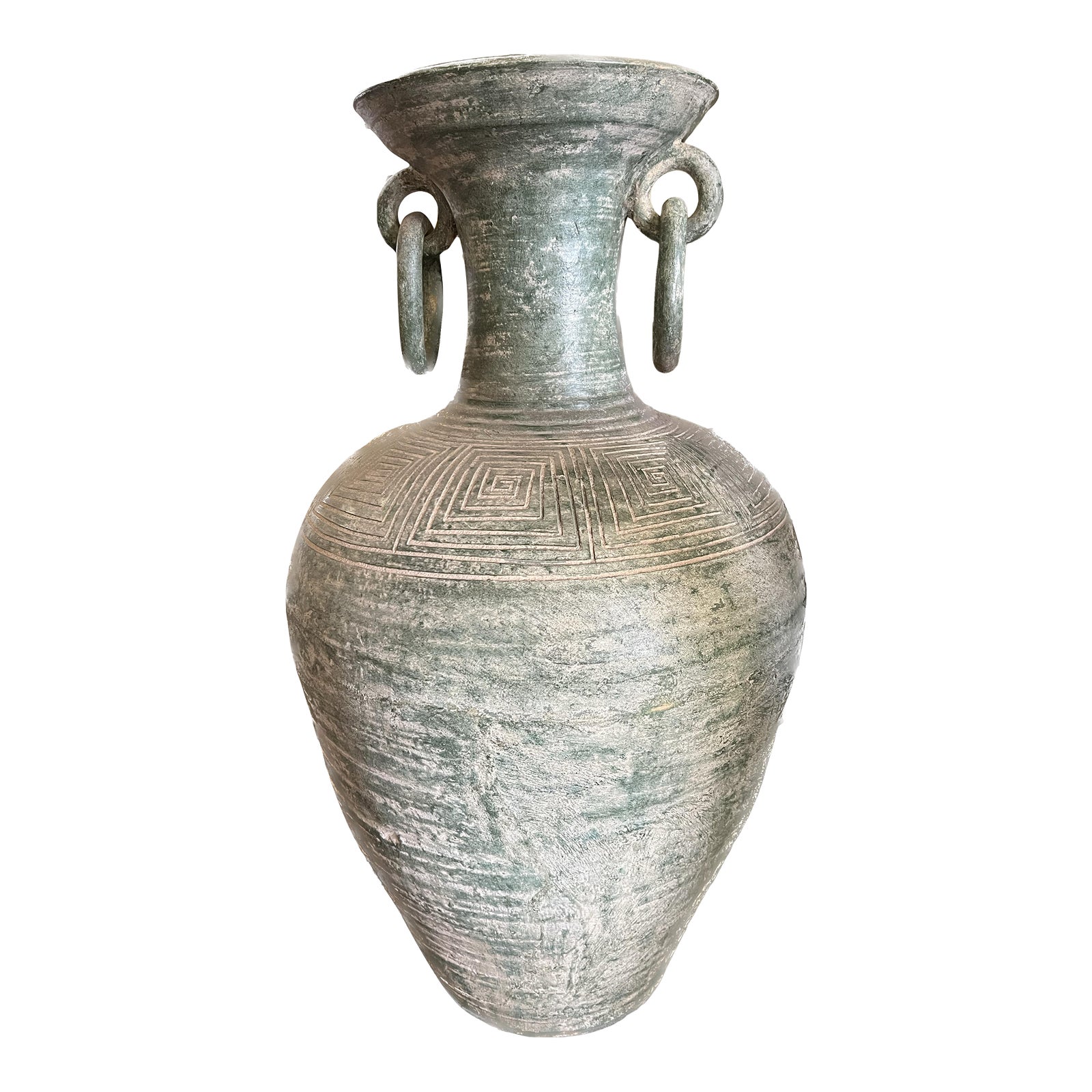 20th Century Green Amphora Floor Vase Chairish