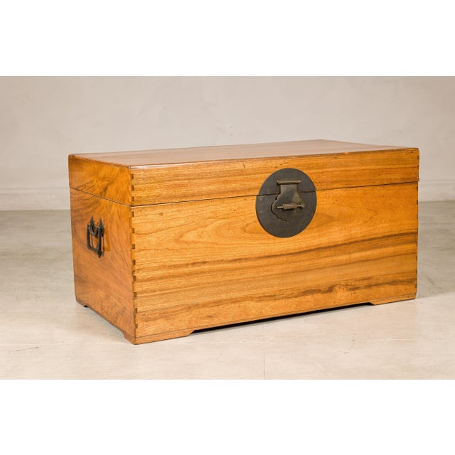 Vintage Chinese Pine Blanket Chest or Coffee Table with Brass Hardware For Sale - Image 18 of 18