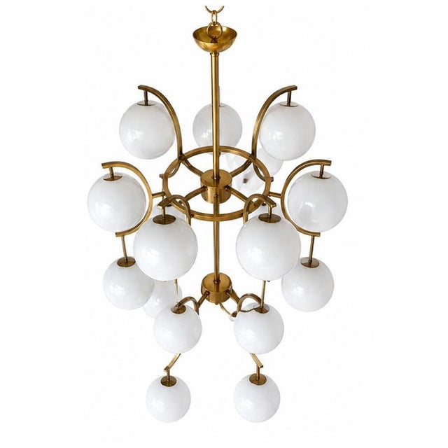 Metal White Glass Sphere Pendant Light, 1980s For Sale - Image 7 of 7