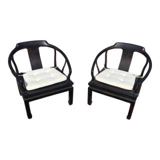 Late 20th Century Ming Imperial Palace Horseshoe Arm Chairs, Set of Two Attributed to Century Furniture For Sale