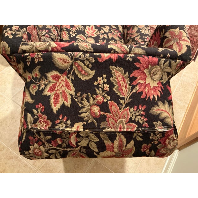 Smith Brothers of Berne Traditional Floral Tilt-Back Chair and Ottoman - Set of 2 For Sale - Image 13 of 17