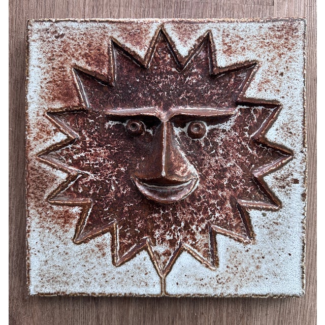 Large Ceramic Tile attributed to Roger Capron for Vallauris, 1950s For Sale - Image 6 of 7