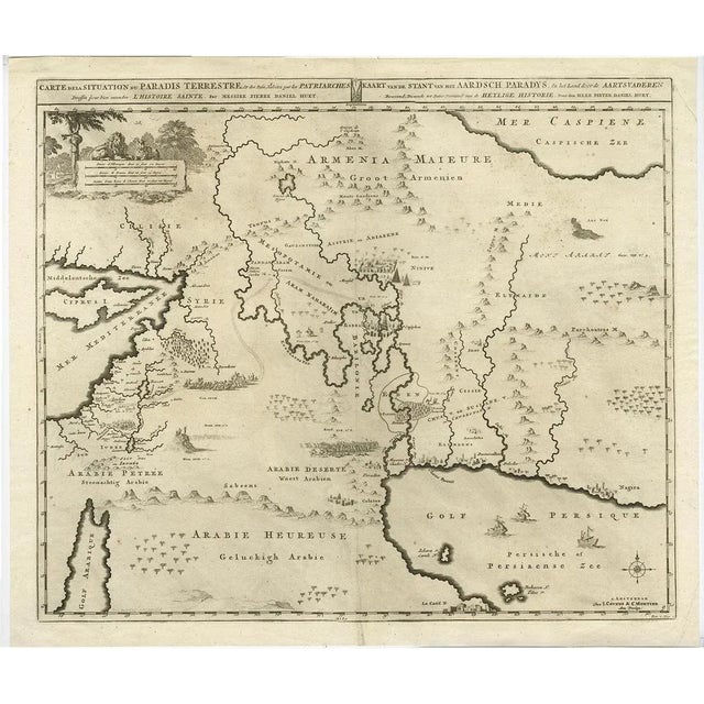 Antique map titled 'Carte de la Situation du Paradis Terrestre, Et des Pais Habitez par les Patriarches Dressee pour bien...